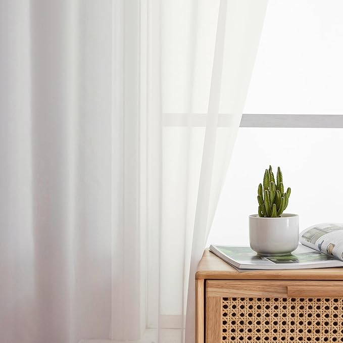 OWENIE Sheer Curtains 78 inch Length, Ivory Sheer Cutains 2 Panels Set for Bedroom/Living Room, Rod Pocket Voile Fimly Drapes, 2pcs, Each 42" W x 78" L