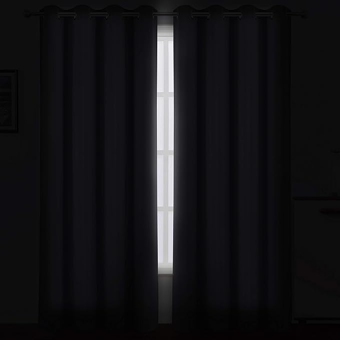 LEMOMO Blackout Curtains 52 x 84 Inch Long Grey Curtains Set of 2 Panels Thermal Insulated Room Darkening Curtains for Bedroom