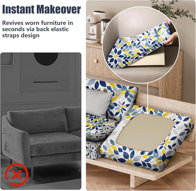 8Pcs Stretch Patio Cushion Covers, Outdoor Couch & Sofa Replacement Slipcovers for Patio Furniture Cushion Covers, Washable Reusable Furniture Protector
