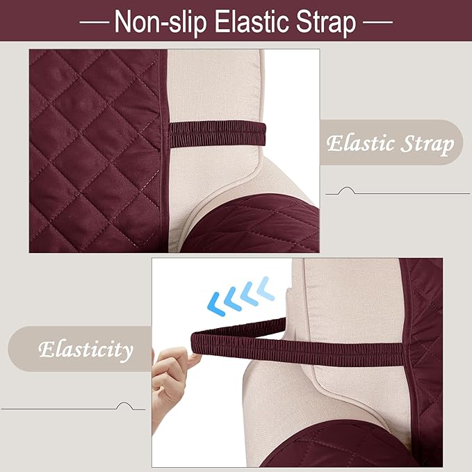 Reversible Sofa Covers Couch Cover Furniture Protector for Dogs Elastic Straps Water Resistant(Sofa,Burgundy/Camel)
