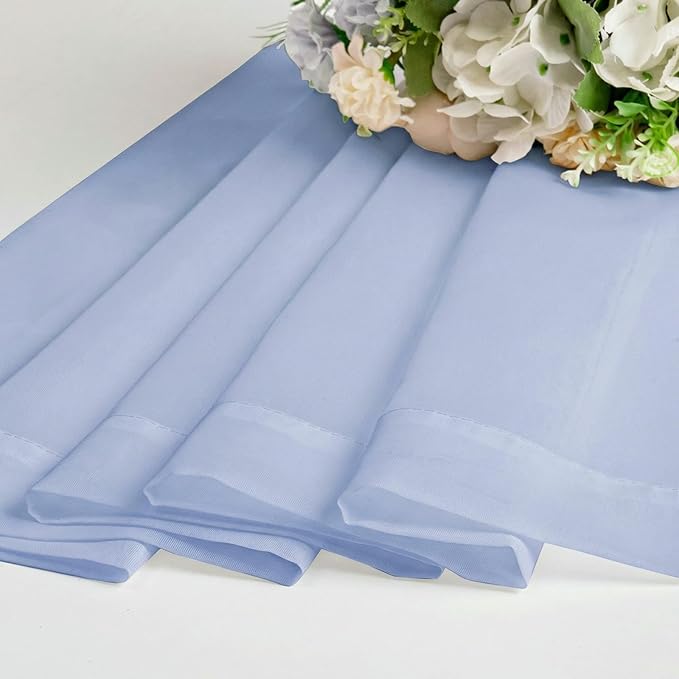 OWENIE Short Sheer Curtains for Bedroom Living Room 54 Inch Length 2 Panels Set, Soft Solid Light Filtering Sheer Curtain for Small Window, 2 Pcs Total 84 Width 54 Long, Demin