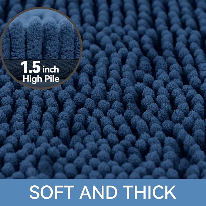 Bath Rug 44 x 24 Inch Microfiber Chenille Machine Washable Non-Slip