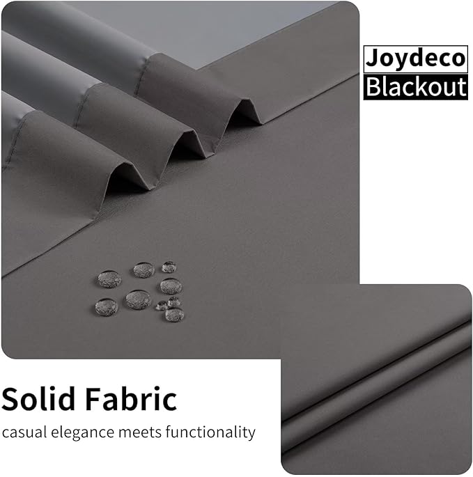 Joydeco Dark Grey Blackout Curtains 63 Inch Length for Bedroom, Grommet Thermal Insulated Curtains 63 Inch Length for Livingroom, Solid Polyester Room Darkening Drapes 63 Inches Long