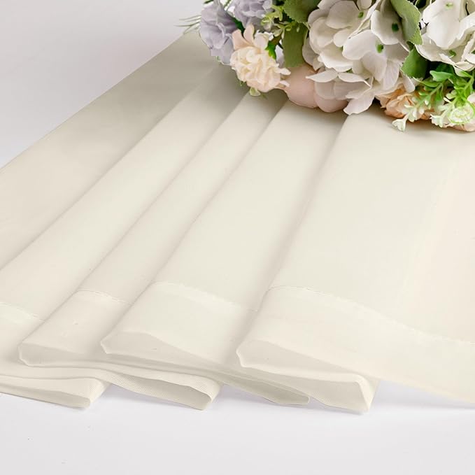 OWENIE Sheer Curtains 63 inch Length 2 Panels Set, Rod Pocket Voile Fimly Sheer Drapes for Living Room/Bedroom, 2pcs, Each 42" W x 63" L, Cream