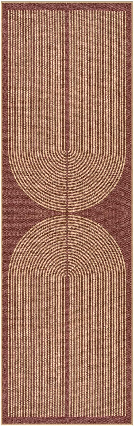 Lahome Enfys Modern Rainbow Easy Jute Entryway Runner Rug, Washable Indoor Outdoor Carpet Runners for Hallway 8ft, Farmhouse Non Slip Non Shedding Kitchen Mats for Floor Porch Laundry Room