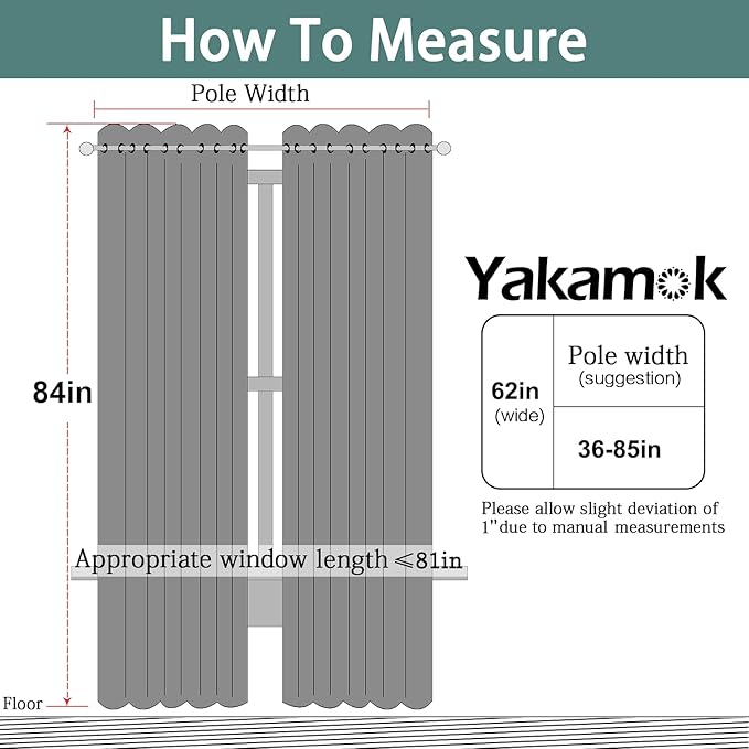 Yakamok Light Blocking Window Blackout Curtains Thermal Insulated Room Darkening Drapes for Bedroom,Solid Grommet Top Window Panels, 62x84 Inch, Pink, One Pair