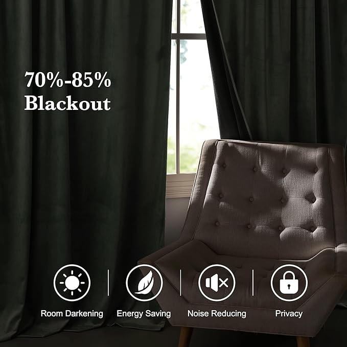 RYB HOME Mint Green Velvet Curtains 90 inches Long, Room Darkening, Floor-Length, Coastal Style Velvet Drapes with Hook Belt for Nursery Living Room Office, 52" W x L90 L, Auqa