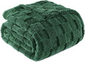 Exclusivo Mezcla Fleece Throw Blanket for Couch,Super Soft and Warm Lightweight Checkered Pattern Blankets for All Seasons, 50x60 Inches, Forest Green