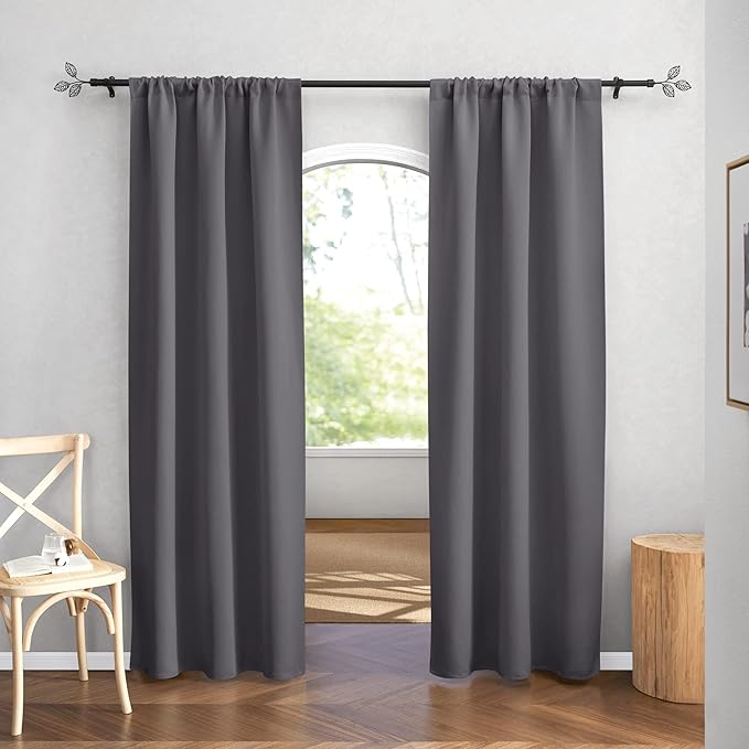 RYB HOME Blackout Curtains for Bedroom 84 inches Long 2 Panels Set, Privacy Thermal Insultaed Sunlignt Heat Blocking Drapes for Nursery Rental Room, Width 42 by Length 84, Grey