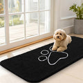 OLANLY Dog Door Mat for Muddy Paws 47x20, Paw Print Design, Absorbs Moisture and Dirt, Absorbent Non-Slip Washable Doormat, Quick Dry Chenille Mud Mat for Dogs, Entry Indoor Entryway Carpet, Black