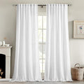 MIULEE White Linen Curtains 105 Inch Long 2 Panels for Bedroom Living Room, Soft Thick Linen Textured Back Tab Window Drapes Semi Sheer Light Filtering Rod Pocket Modern Farmhouse Decor