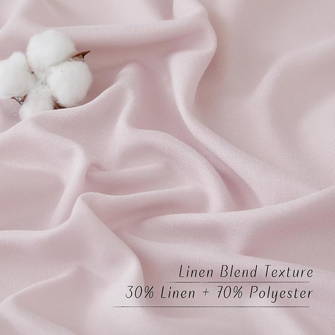 NICETOWN Blush Pink Linen Curtains for Kitchen, Thick Flax Small Window Treatments Semi Sheer Privacy Assured with Light Through for Cafe/Bathroom, W42 x L36, 2 Panels