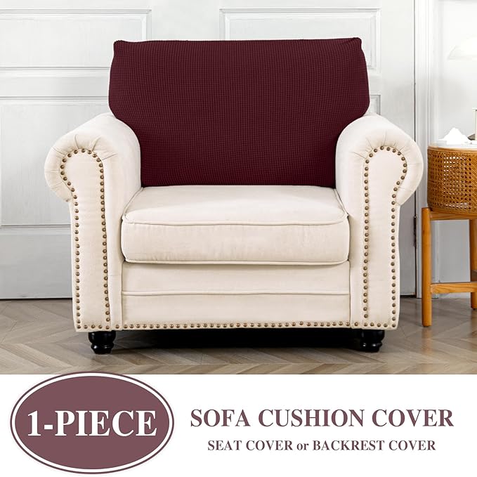 Couch Cushion Cover Seat Cushion Cover Stretch Armchair Cover Separate Sectional Sofa Slipcovers Furniture Protector(1 Piece for Seat or Sofa Backrest, Burgundy)