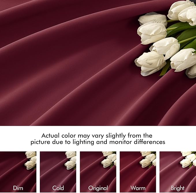 MIULEE Christmas Wine Red Back Tab Blackout Curtains 84 Inch Length 2 Panels Set for Living Room Bedroom Privacy, Rod Pocket/Pinch Pleat Thermal Insulated Room Darkening Pleated Light Blocking Drapes