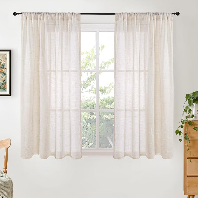Panels, Oatmeal Linen Blend Light Filtering, 45 Inch Length, Set of 2