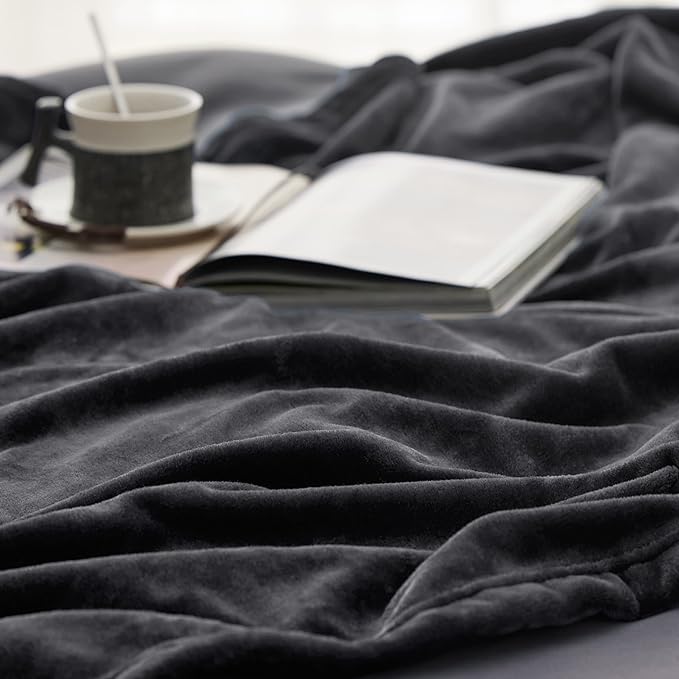 Bedsure GentleSoft Fleece Bed Blankets Large Size Charcoal - Soft Lightweight Fuzzy Cozy Luxury Oversized King Blanket Microfiber, Room Home Decor Gifts for Women and Men, 120x120 inches