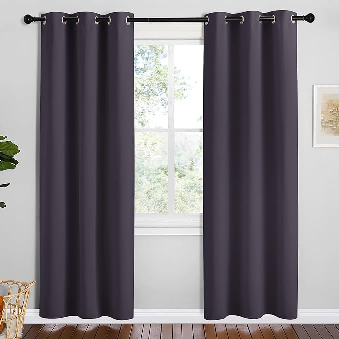 NICETOWN Greyish Purple Blackout Curtains 78 inches Length for Bedroom, 2 Panels, 42" Wide, Thermal Insulated Decoration Drapes for Office Window