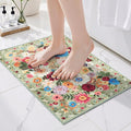 Area rugs 24x17 Inch Home Decor Entry Rug Green, Small Door Mat Bath Mats for Bathroom, Ultra-Thin Non Slip Floral Low Pile Tub Mat for Sink Shower Doorway Tub Kitchen Sink(2 x 1.4 ft, Green Garden)