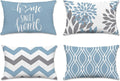 Hexagram Geometric Aqua Blue Pillow Covers 12x20 Set of 4, Decorative Outdoor Boho Modern Throw Pillow Covers, Home Sweet Home Farmhouse Cushion Case for Couch Sofa Bedroom Indoor Decor(No Insert)