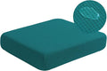Water Resistant Stretch Sofa Seat Cushion Covers Stretch Furniture Protector, Soft Flexibility Loveseat Cushion Cover with Elastic Bottom for Camper (Medium, Dark Teal)
