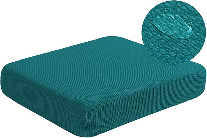 Water Repellent Sofa Cushion Covers, Stretch Sofa Seat Slipcover Furniture Protector for Sofa Pets with Elastic Bottom (Large, Dark Teal)