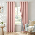 100% Blackout Shield Linen Blackout Curtains for Bedroom, Blush Pink Grommet Curtains for Living Room, Thermal Insulated Room Darkening Drapes for Nursery, Boho Home Decor, 50" W x 108" L, 2 Panels