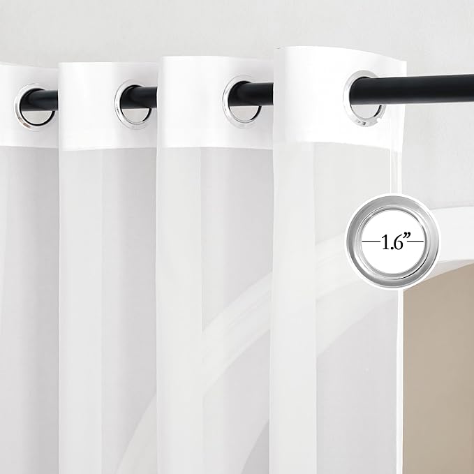 NICETOWN Airy Sheer Window Curtains 54 inch Length for Bedroom, Grommet Solid Ivory Voile Sheer Texture Soft Window Treatment for Bathroom/Living Room, W54 x L54, Set of 2