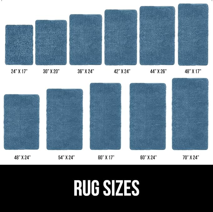 GORILLA GRIP Bath Rug Mat 60x24, Thick Soft Absorbent Chenille, Quick Dry - Image 6