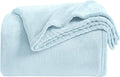 KMUSET Fleece Blanket Mist Blue Lightweight Super Soft Cozy Fuzzy Bed Blankets Microfiber Factory Shop