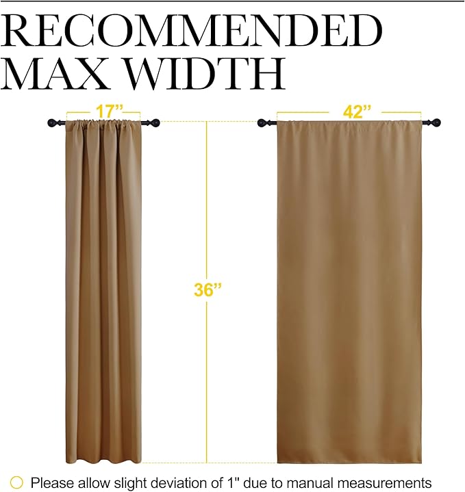 NICETOWN RV Blackout Curtains for Camper Windows, Gold Brown, 42" x 36", Set of 2, Kitchen Curtains, Short Blackout Drapes, Thermal Insulated Rod Pocket Window Treatment Draperies for Nursery