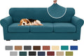 XINEAGE New 4 Pieces Extra Large Couch Covers for 3 Cushion Sofa Super Stretch Sofa Cover for 3 Large Seat Cushion Universal Slip Cover for Living Room (Peacock Blue), 91"-110"(3 Cushions)