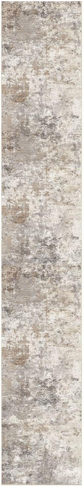 UERMEI 3X18 Washable Runner Rug for Hallway: Soft Neutral Modern Abstract Area Rug - Non-Slip Low Pile Long Throw Indoor Carpet for Kitchen Entryway Kitchen Bedroom Laundry - Brown Grey
