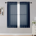 OWENIE Sheer Curtains 54 inches Long 2 Panels Set, Rod Pocket Curtain Sheers for Living Room/Bedroom, Light Filtering Voile Panels Drapes Small Window Treatments 2 Pcs Total Wide 84 Inches, Navy Blue