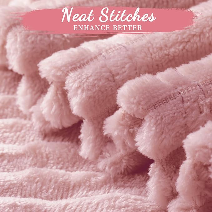 Buryeah 12 Pcs Flannel Throw Blanket Bulk 50 x 60 in Sleepover Blanket Outdoor Wedding Throw Lightweight, Oeko-tex Standard 100 Certified for Sofa Homeless Gifts (Dusty Pink)