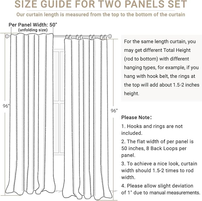 100% Blackout Shield Blush Linen Blackout Curtains for Bedroom 84 Inches Long, Back Tab/Rod Pocket Living Room Drapes, Thermal Insulated Blackout Curtains 2 Panels Set, 50" W x 84" L