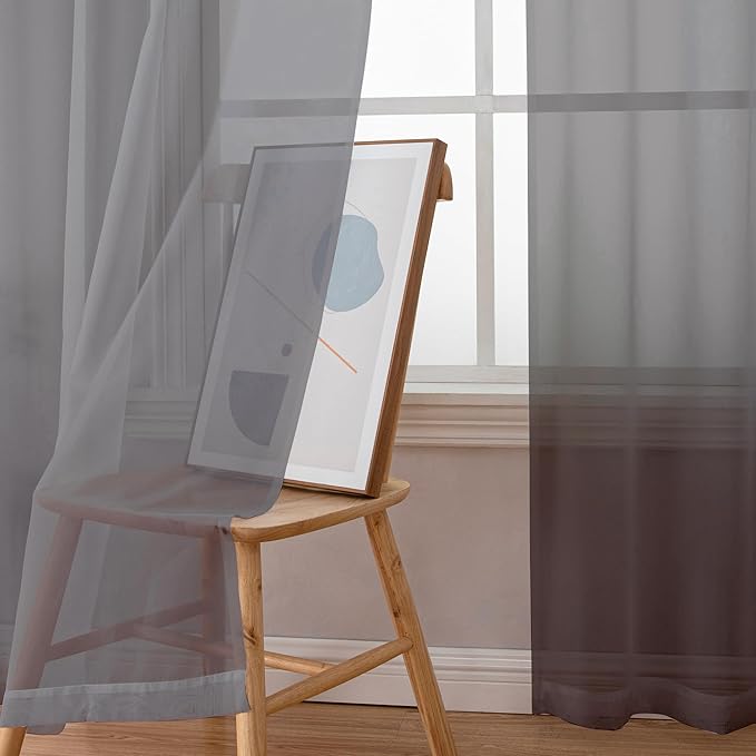 OWENIE Grey Sheer Curtains, Sheer Curtains 78 inches Long 2 Panels Set, Rod Pocket Voile Fimly Gray Drapes for Living Room/Bedroom, 2pcs, Each 42" W x 78" L