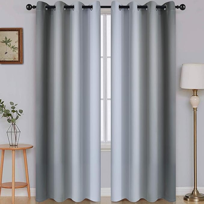 SimpleHome Ombre Room Darkening Curtains for Living Room,2 Panels,Light Blocking Gradient Grey to Greyish White Thick Thermal Insulated Grommet Window Curtains/Drapes for Bedroom,52x96 inches Length