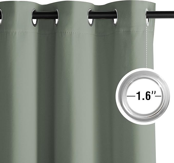 NICETOWN Sage Green Sound Blocking Drapes - Grommet Thermal Insulated Shades for Living Room, Yard, Bedroom, Office, Closet - Machine Washable, 2 Panels, W52 x L95