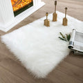 Ashler Home Deco Faux Fur Area Rug, White, 2 x 2.9 ft, Modern, Fluffy, Machine Washable