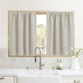RYB HOME Half Curtain Tiers 36 inch Length, Rod Pocket Summer Heat Blocking Thermal Insulated Short Curtains for Small Window, Width 34 by Length 36, Natural, 2 Panels
