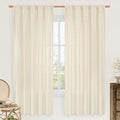 LAMIT Linen Curtains 72 inches Long for Living Room, Soft Thick Linen Privacy Light Filtering Rod Pocket Window Treatments Neutral Drapes for Bedroom, 2 Panels Set, 52 x 72 Inch, Light Beige
