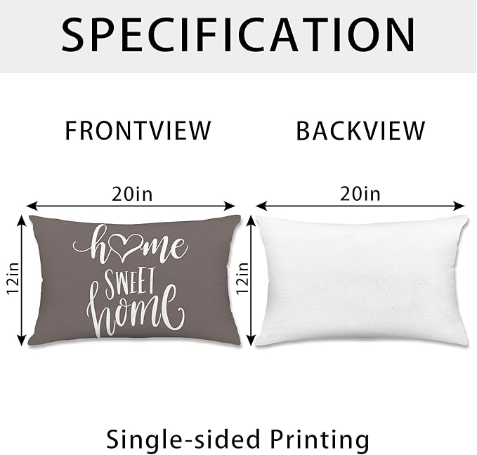 Hexagram Geometric Grey Pillow Covers 12x20 Set of 4, Decorative Outdoor Boho Modern Throw Pillow Covers, Home Sweet Home Farmhouse Cushion Case for Couch Sofa Bedroom Indoor Decor(No Insert)