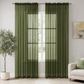 MIULEE 2 Panels Solid Color Sheer Window Curtains Elegant Window Voile Panels/Drapes/Treatment for Bedroom Living Room (54X90 Inches Olive Green)