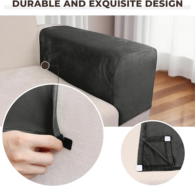 Couch Arm Covers 2 Pcs Sofa Armrest Covers Stretch Couch,Armrest Cover for Chairs Scratch-Resistant Sofa Arm Cover Armchair Slipcovers,Grey