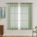OVZME Sage Green Sheer Curtains 63 Inches Long 2 Panels Set, Light Filtering Sheer Curtains for Living Room Bedroom 59 Inch Extra Wide, Modern Voile Filmy Rod Pocket Window Drapes, 59Wx63L Inches
