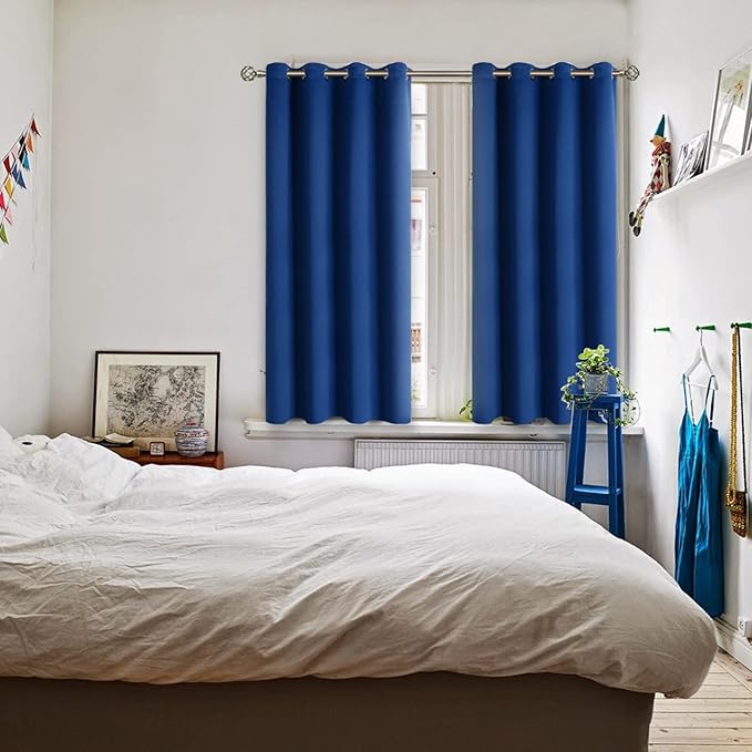 BGment Blackout Curtains for Bedroom - Grommet Thermal Insulated Room Darkening Curtains for Living Room, 52 x 45 Inch, 2 Panels, Royal Blue