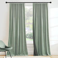 RYB HOME Mint Green Velvet Curtains 96 inches Long, Room Darkening, Floor-Length, Coastal Style Velvet Drapes with Hook Belt for Nursery Living Room Office, 52" W x L96 L, Auqa
