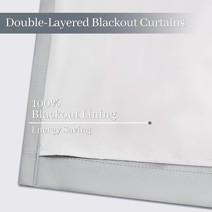 Yakamok Light Grey Room Darkening 100% Blackout Curtains Grommet Extra Wide Window Treatment with 2 Thick Layers-Grey Thermal Insulated Drape 1 Panel for Living Room Patio Door 100 by 84 Inches Length