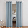 NICETOWN Stone Blue Linen Doorway Curtains 80 inches Long, Grommet Thick Linen Weave Semi Sheer Window Treatments Privacy Assured with Light Filtering for Bedroom/Side Door, W34 x L80