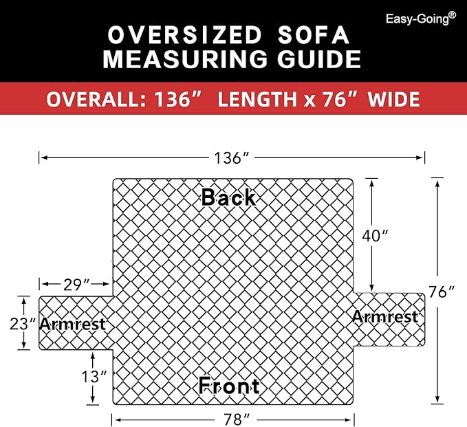 Easy-Going Reversible Oversized Couch Cover for 3 Cushion Couch Sofa Cover for Dogs Water Resistant Furniture Protector Cover with Foam Sticks for Pet Cat (Oversized Sofa, Black/Black)